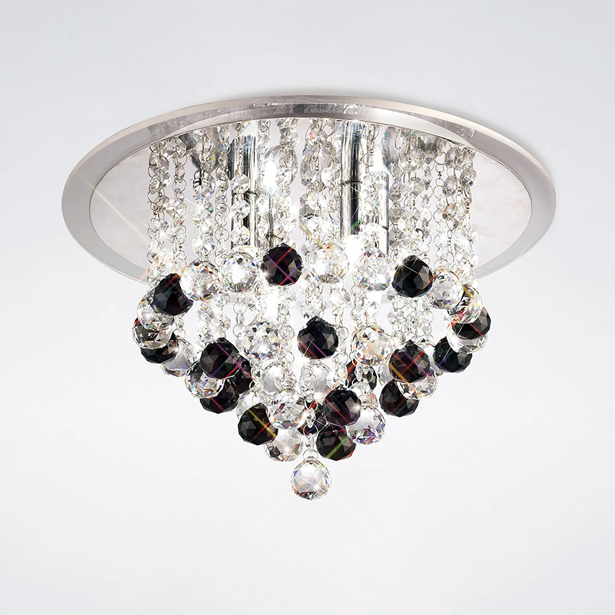 Atla Polished Chrome Crystal Ceiling Lights Diyas Flush Crystal Fittings